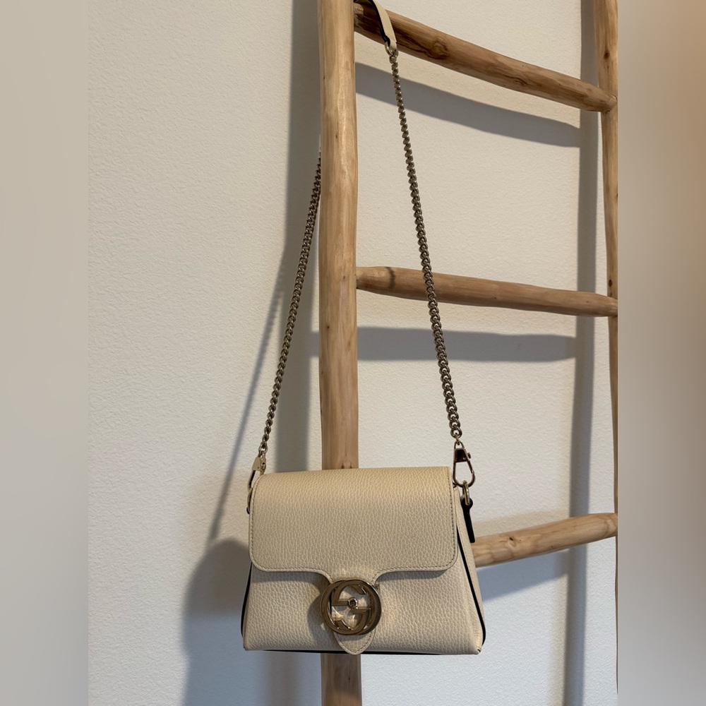 Gucci Interlocking G Cream Crossbody Purse